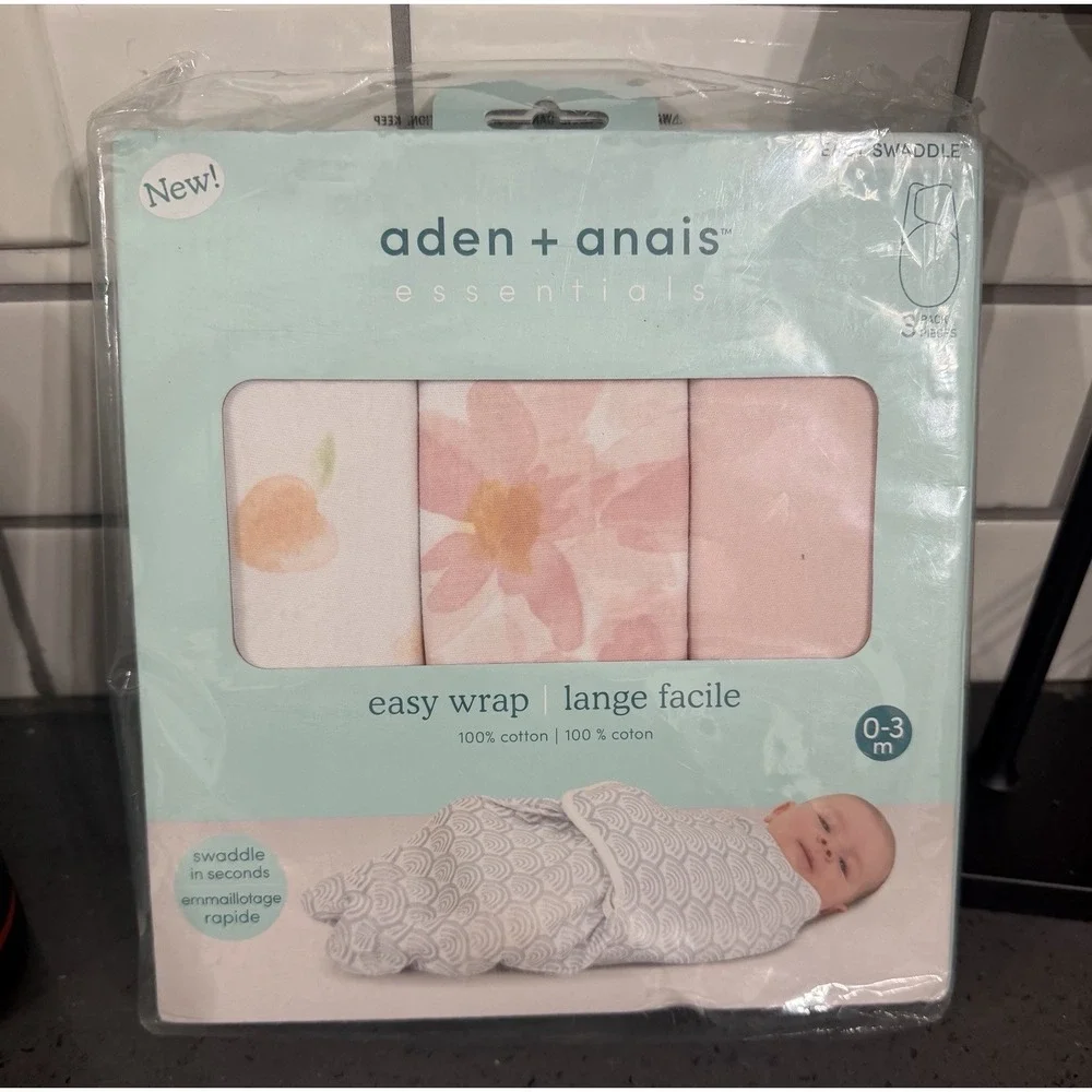 Disney Baby aden +‎ anais Essentials Easy Swaddle Wraps Pink Flowers 3 Pack New